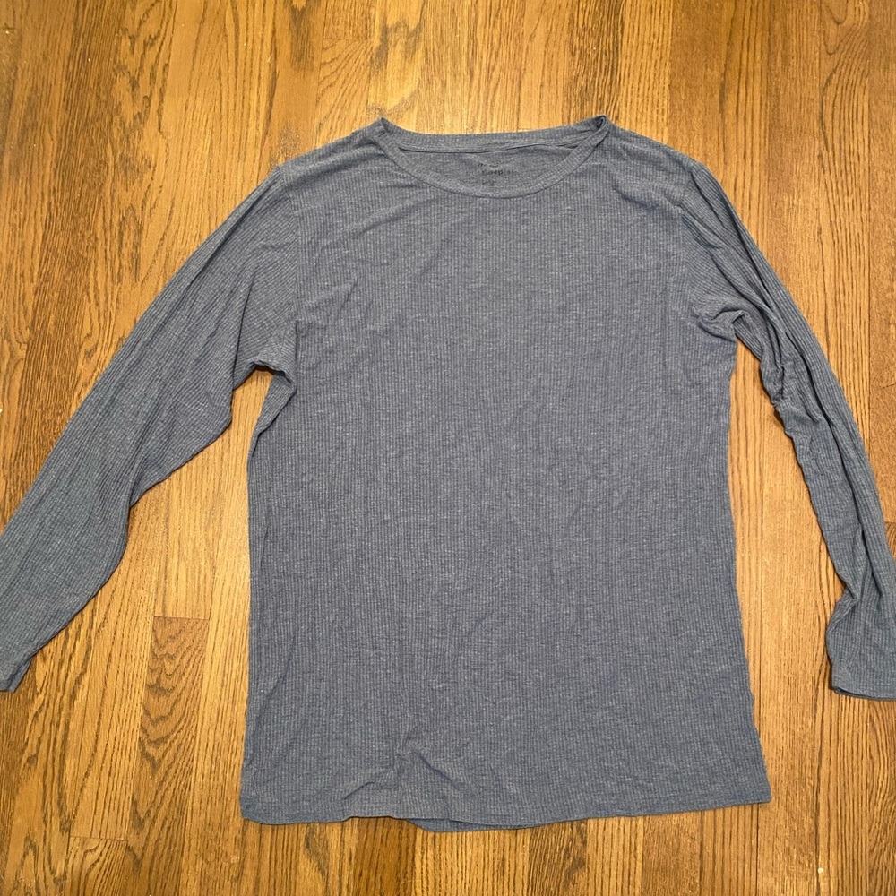 Little Sleepies Men's Blue Ribbed Long Sleeve Pajama Shirt large